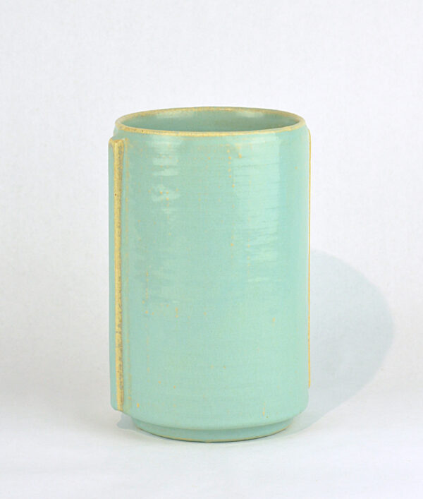 Burlap textured stoneware vase or spoon holder
