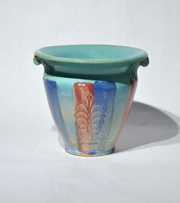 Hull Pottery blue red turquoise jardiniere