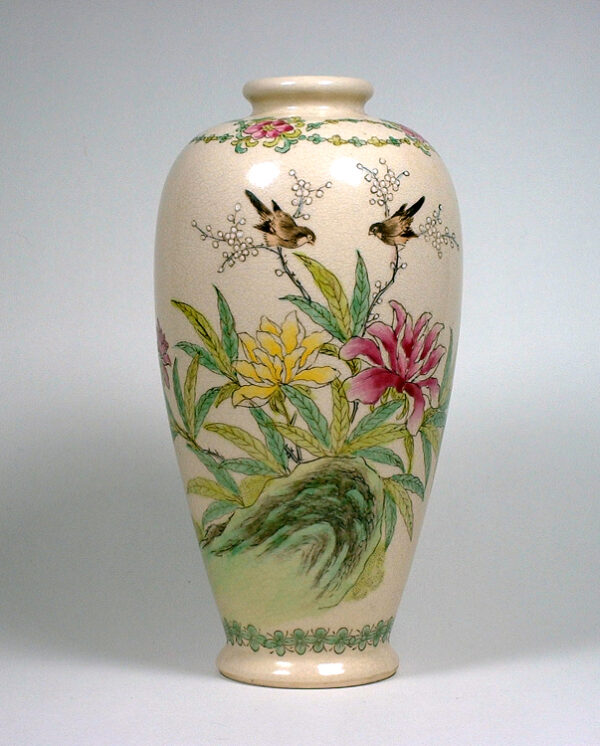 Meiji Period Earthenware Satsuma Vase