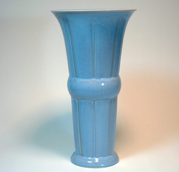 General Ceramics Co. Blue Flambe Trumpet Vase