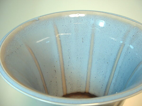 General Ceramics Co. Blue Flambe Trumpet Vase detail