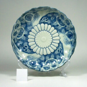 Japanese mon plate blue and white