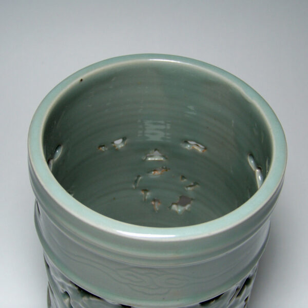 Korean Open Work Celadon Brush Pot inside