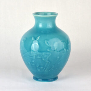 Rookwood Pottery Deer Vase in Chinese Blue