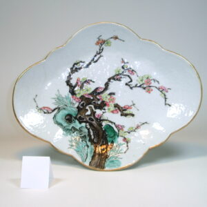 Chinese Footed Dish prunus and bamboo