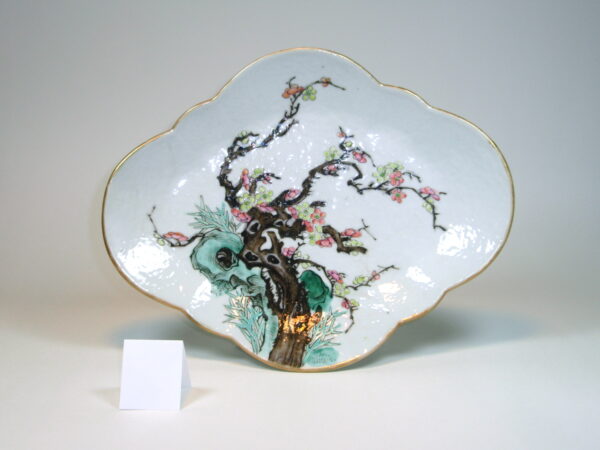 Chinese Footed Dish prunus and bamboo