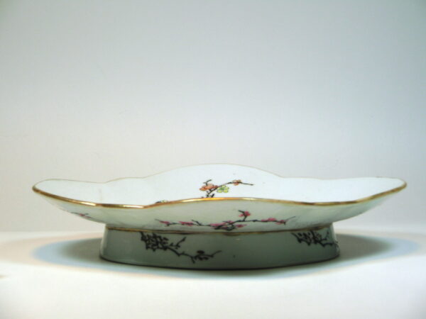 Chinese Footed Dish prunus and bamboo side