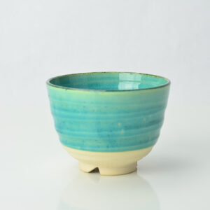 Clear Turquoise Glaze Japanese Chawan Tea Bowl