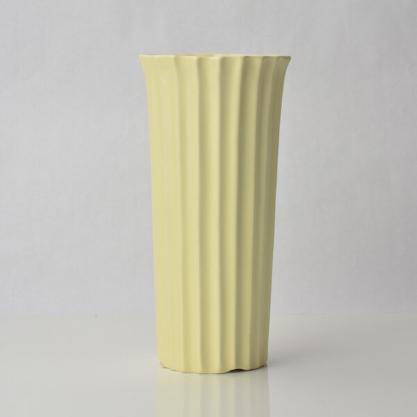 White Pottery Classic Fluted Vase Ivory Simi-Matte Shape V4