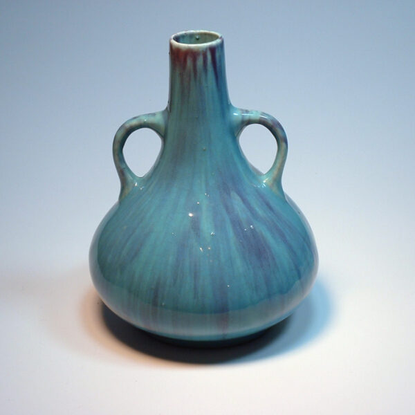 Blue and Purple Drip Glaze Two Handled Vase