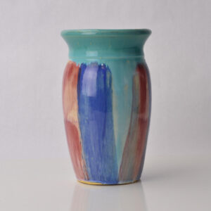 Hull Pottery Turquoise Red and Blue vase Number 32
