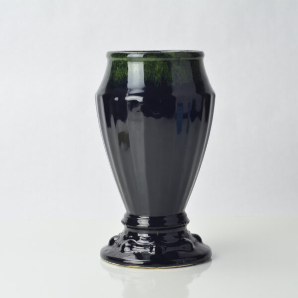 McCoy Gloss Black with Green Drip Glaze Vase