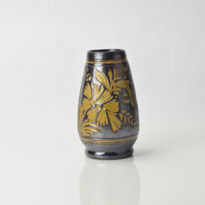 Romanian Pottery Vase Gun Metal Glaze