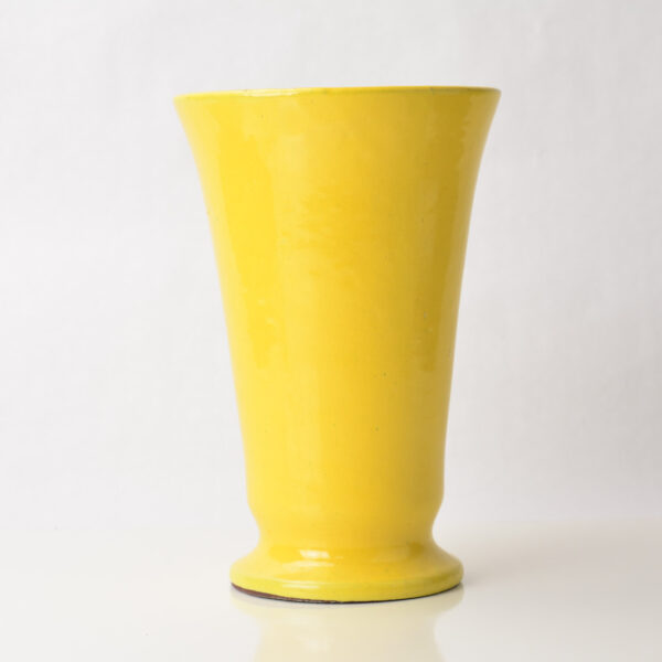 Large unknown yellow vase made with brick red clay