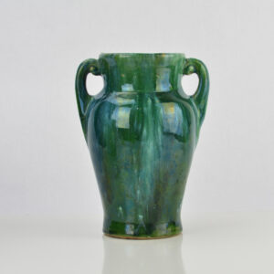 Brush McCoy 1030s green Drip Glaze Two Handled Vase