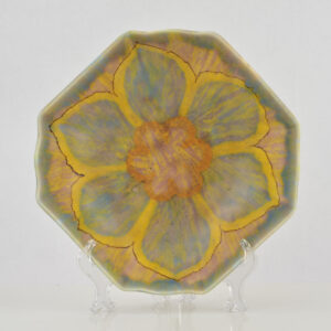 Hand Painted Octagon Dish with Yellow Flower