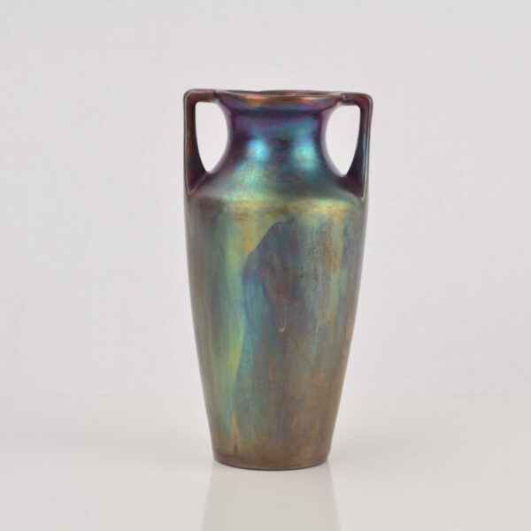 Ione Wheeler iridescent porcelain vase reverse
