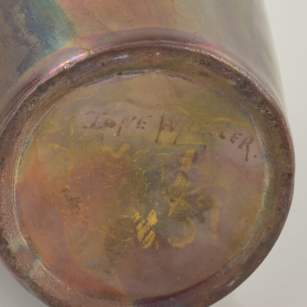 Ione Wheeler iridescent porcelain vase signiture