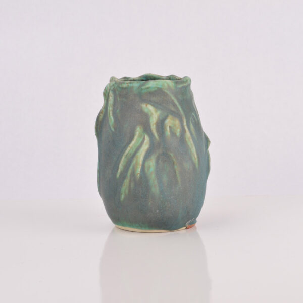 Organic Blue Green Arts and Crafts Vase Marked Virginia