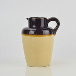 Brown White Tan Stoneware Syrup Pitcher