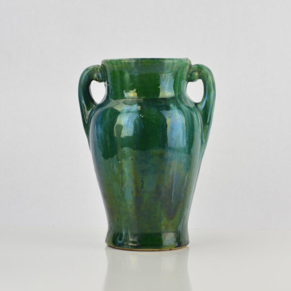 Brush McCoy Two Handled Vase Green Drip Glaze