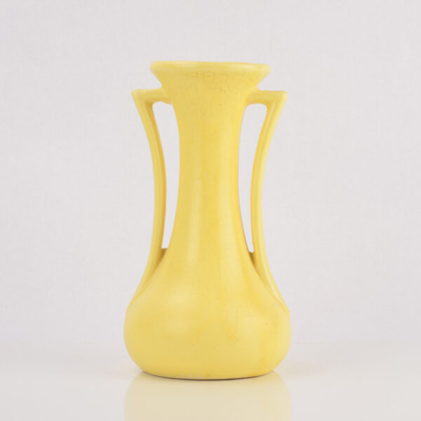 McCoy Yellow Two Handled Vase 1940s side 2