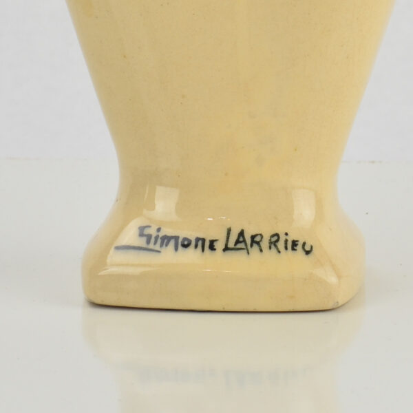 Signed Simone Larrieu Cubist Vase 1920s signiture