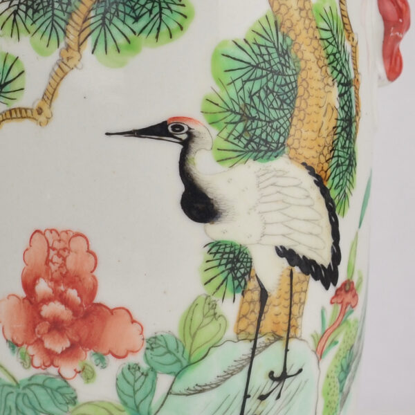 Early Republic Chinese crane vase detail